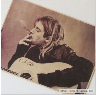 Free shipping / Cobain Nirvana frontman kraft retro rock posters Ke Teke this poster 42  30cm