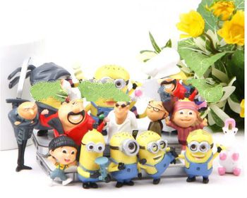 Free shipping New 14 pcs Despicable Me Character Minions Figure Doll Toy  3.8-6.5CM Retail