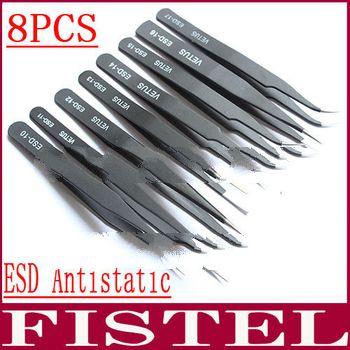 Good Quality Anti-static ESD 10-17 Tweezers Set For Soldering Station Welding Assist Tools 8pcs/lot