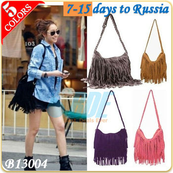 Hot 2013 Fashion Women's TASSEL Cross Body Bag Shoulder Bags Free Shipping 7-15 Days to Russia B