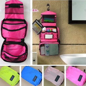 Hot Pink Travel Cosmetic Toiletry Purse Holder Beauty Bag Organizer Cosmetic Bags Free Shipping 1pcs