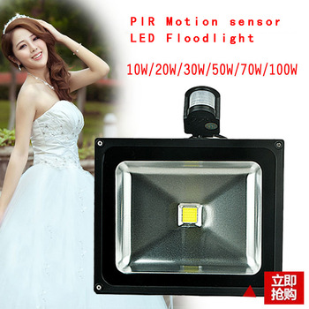 LED Flood light Advertising lamp 10W 20W 30W 50W  PIR Motion sensor Induction Sense detective Sensor