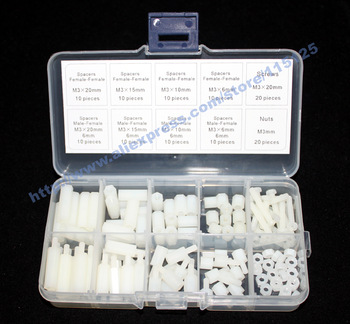 M3 Nylon Hex Spacers Screw Nut Assortment Kit Stand-off Plastic Accessories Kit