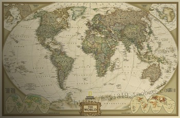 Map of the world Retro Kraft paper Obama's choice of decorative painting in the White House 75*5