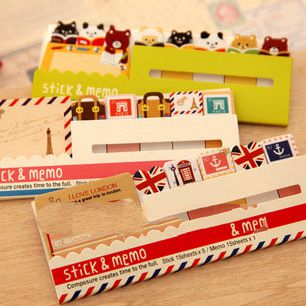 Min Order is $5,(1 Lot=2 Set) DIY Scrapbooking Paper Korea Stationery Cute Kawaii Animal Tower Notep