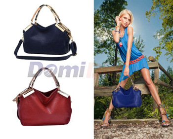 New 2013 fashion vintage women handbag crocodile pattern genuine pu leather bag shoulder messenger b