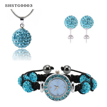 New Arrival Shamballa Set With Disco Balls Shamballa Bracelet Watch/Earring/Necklace Pendant Jewelry
