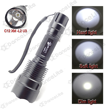 New Arrival~ UltraFire C12 CREE XM-L2 U3 2000LM 3-Mode(High-Medium-Low) LED Flashlight Torch