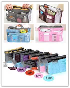Promotion!New 10 colors mp3 phone cosmetic storage organizer nylon bag in bag handbag girl women for