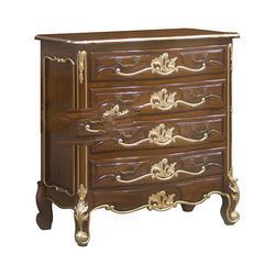 Mahogany French Chest of Drawers with Gold Leaf