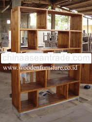 Teak Minimalist Book Case Rustic Show Case Contemporary Book Shelves Teak Display Cabinet Office Fur