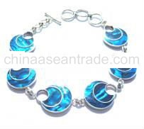 Blue Paua Double Circle Bracelet