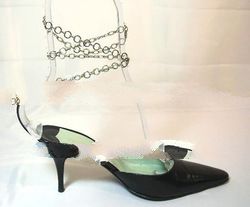 SIGERSON MORRISON SEXY BLACK SILVER CHAIN HEELS 7.5 shoes