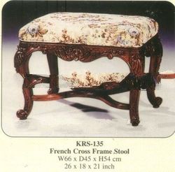 French Cross Frame Stool Mahogany Indoor Furniture