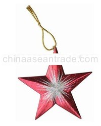 Hand Crafted Red Wooden Star Christmas Decoration