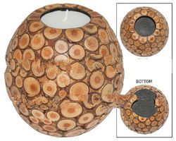 WOODEN BALL TEA LIGHT HOLDER