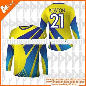 100%polyester long sleeve guangzhou Sublimation soccer shirt