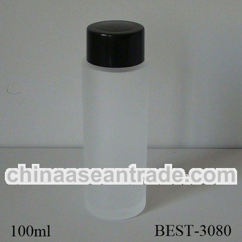 100ml frost glass bottle with plastic stropper and black cap