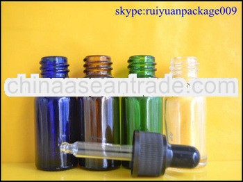 10ml empty clear glass bottle with black rubber dropper head