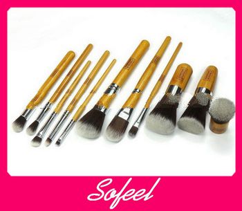 11pcs high quality wholesale bamboo cosmetic brush set