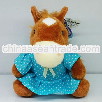 15cm Blue Dress Seated Plush Soft Toy Horse