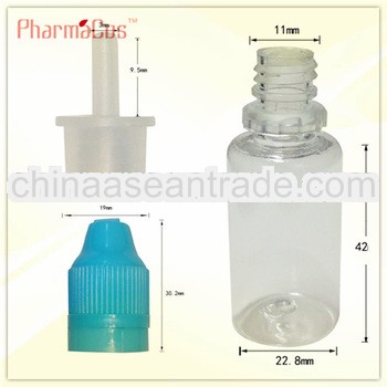 15ml PET Amber long thin dropper bottle with triangle colorful childproof and tamper proof cap,