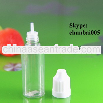 15ml PET bottles for liquid with long thin tip with childproof cap