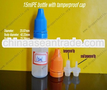 15ml PE Plastic Eliquid eye Dropper bottle with Tamperproof cap