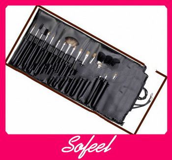 15pcs makeup brush set black design with black pouch