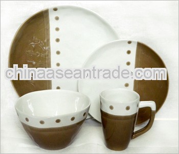 16pcs Dark Brown Hand paint dinner set