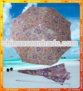 180cm decorative beach umbrella with flower printing