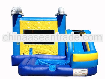 18' Dolphin Side Inflatable Slide and bounce Combo