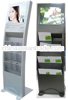 19inch floor standing brochure holder advertising media LCD kiosk