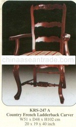 Country French Ladderback Carver Mahogany Indoor Furniture.