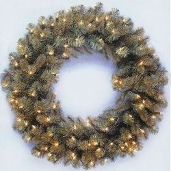 24" Pre-Lit Downswept Douglas Fir Christmas Wreath Clear Lights