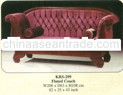 Fluted Couch Sofa Mahogany Indoor Furniture.