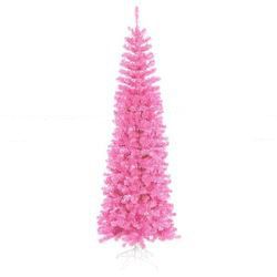 12' PRE-LIT HOT PINK TINSEL CHRISTMAS TREE PINK LIGHTS