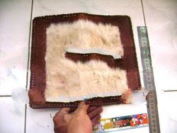 Leather Wallet Rabbit Fur