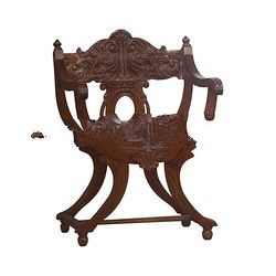 Mahogany Heavy Carved Corner Chair