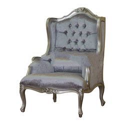 Mahogany Silver Leaf Wings Chair