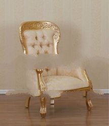 Gold Leaf Furniture - Carved Grandfather Chair with Upholstery