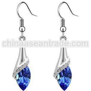 2013 High Quality Crystal Drop Long Earrings For Women Angle Eyes Shaped Wholesale