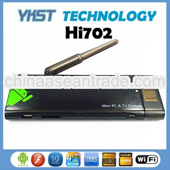 2013 Hot Sale RK3188 Quad Core MINI PC HI702 Andriod 4.1 OS 1.65GHz 1GB RAM 8GB ROM Bluetooth V3.0 W