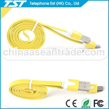 2013 Hot Selling colored flat micro usb retractable cable for iphone