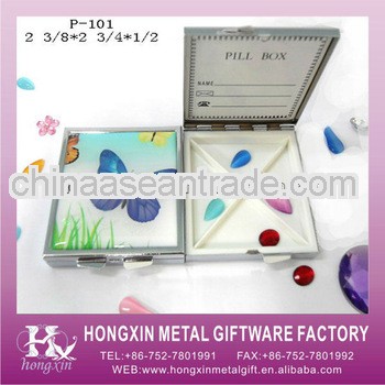 2013 New Product P-101 Square Butterfly Wholesale Pill Box Supplier