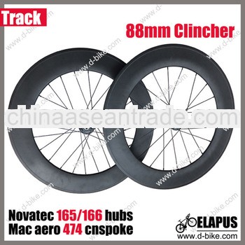 2013 Super light full carbon bike track wheels 88mm clincher