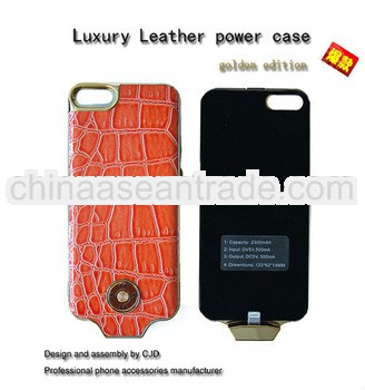 2013 hot sale PU leather power case for iphone 5