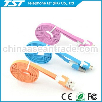 2013 hot selling colorful and fashion flat micro usb cable