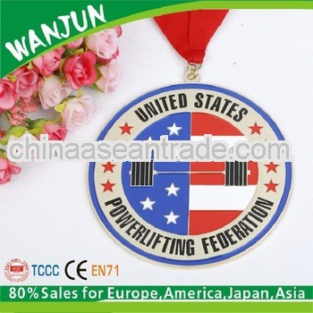 2013 hottest popular high quality metal ribbon champion medals