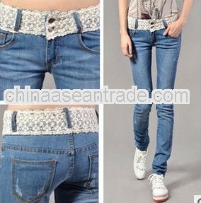 2013 new ladies fashion lace jeans